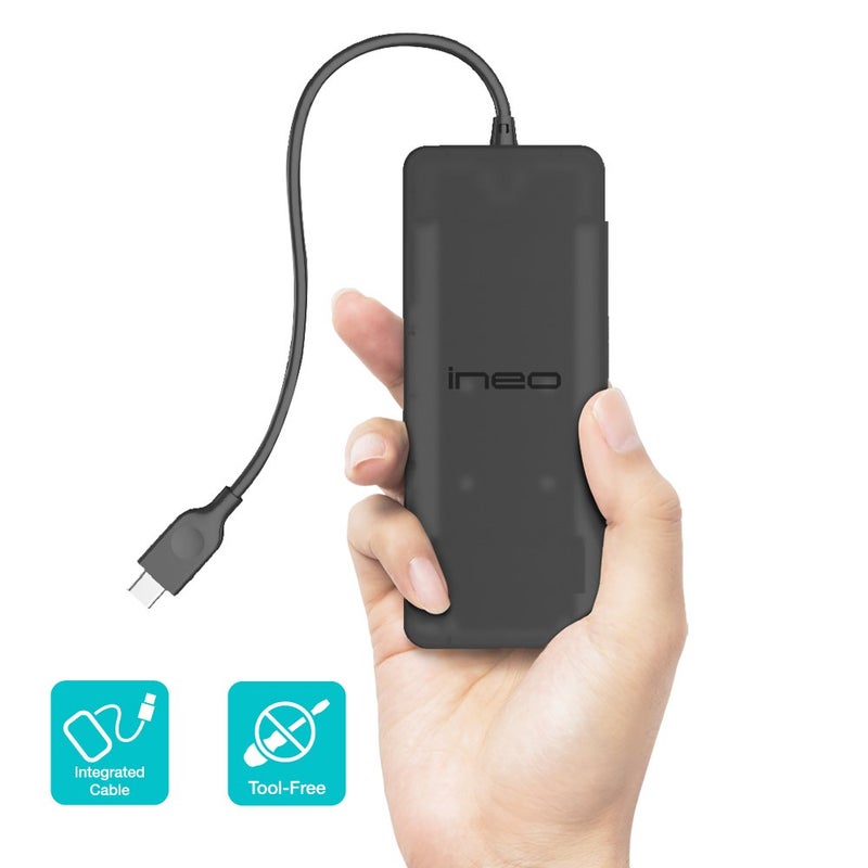 ineo Lightweight Plastic Tool-Free M.2 NVMe SSD Enclosure - 10Gbps Type C [C2575 M2 NVMe] - Image 3